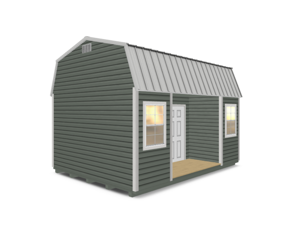 Vinyl High Barn with Center Porch Vinyl High Barn with Center Porch