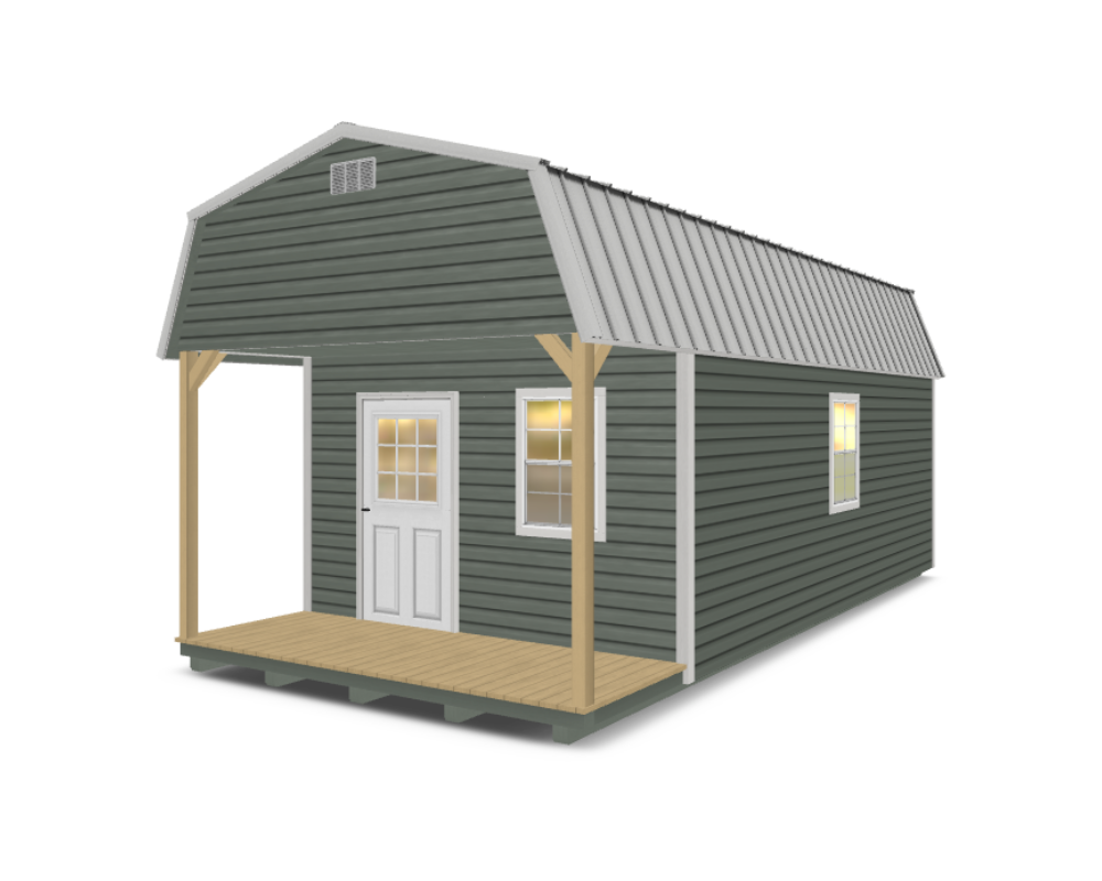 Vinyl High Barn with Front Porch Vinyl High Barn with Front Porch