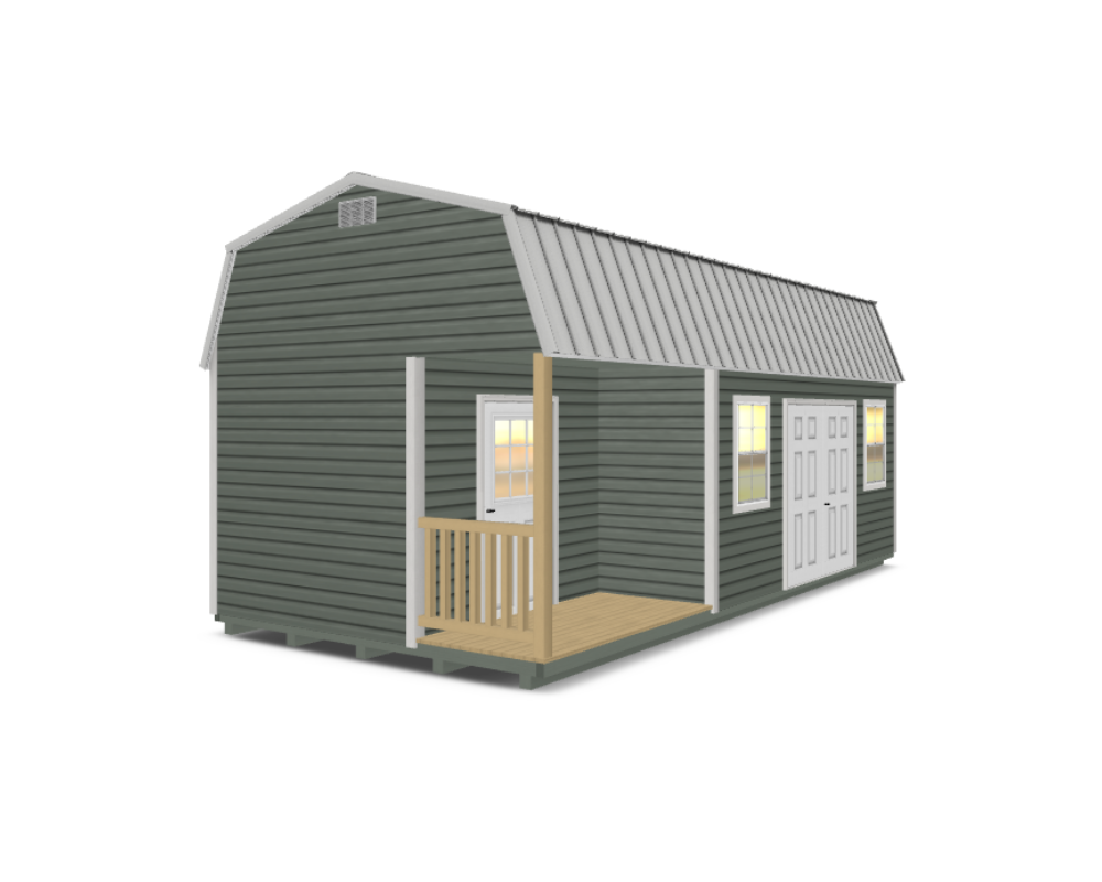 Vinyl High Barn with Side Porch Left Vinyl High Barn with Side Porch Left