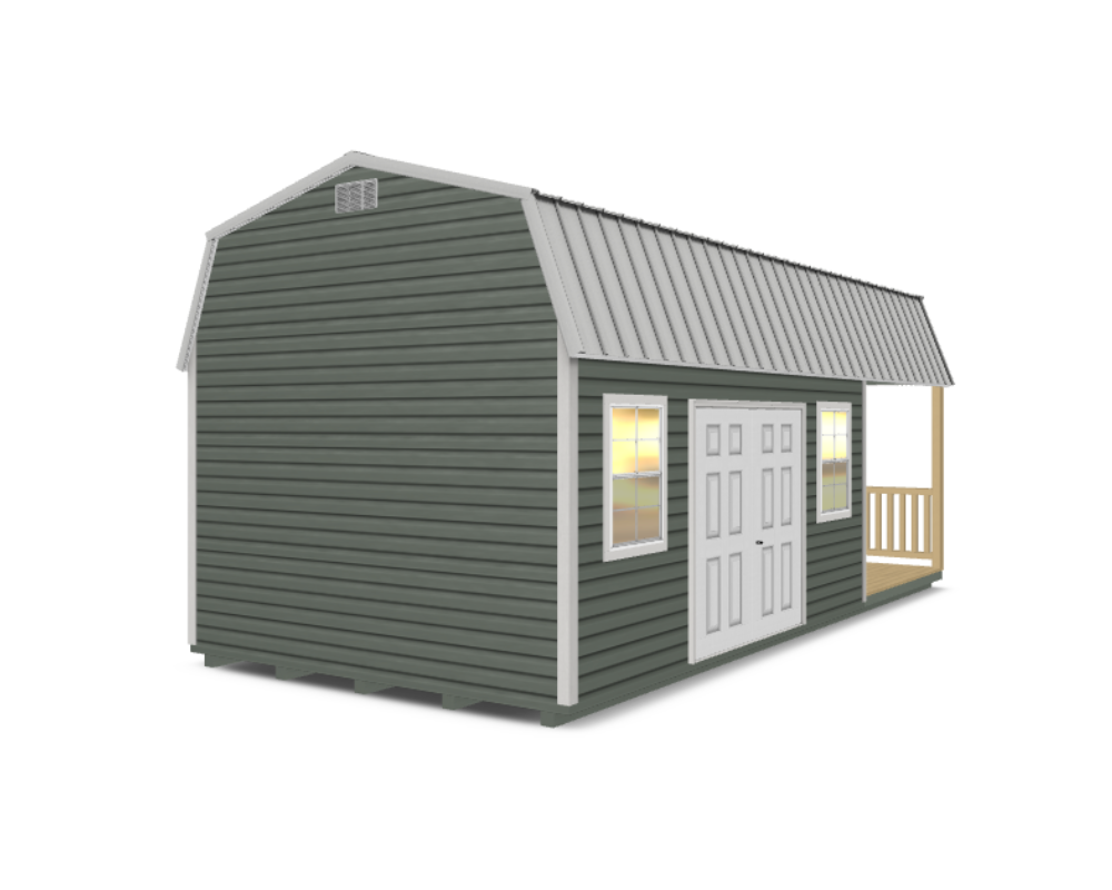 Vinyl High Barn with Side Porch Right Vinyl High Barn with Side Porch Right